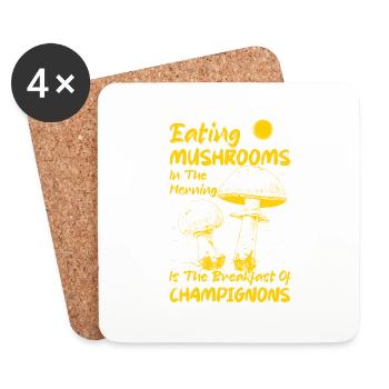 Eating Mushrooms In The Morning Mycologist Fungus - Coasters (set of 4) - white - Front