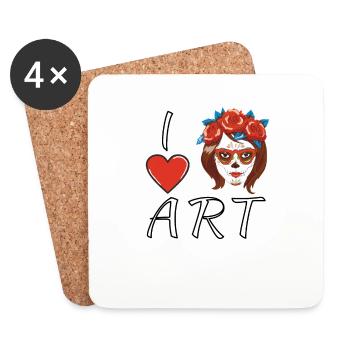I LOVE ART MUERTOS - Coasters (set of 4) - white - Front