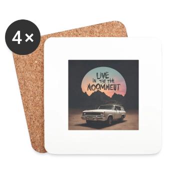 Vivez le moment présent et profitez de votre vie - Dessous de verre (lot de 4) - blanc - Devant