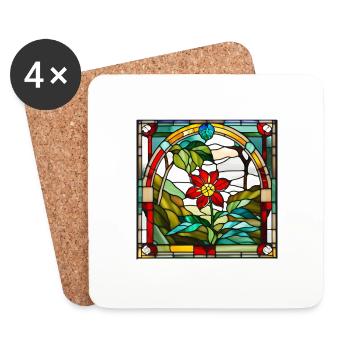 Broken glass flower - modern, old & beautiful design - Coasters (set of 4) - white - Front