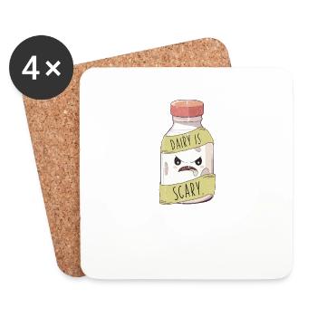 Dairy Is Scary Lactose Intolerant Cool Vegan Pun - Coasters (set of 4) - white - Front