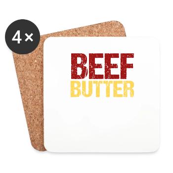 Œufs de beurre de bœuf Régime alimentaire humain approprié pour les hommes - Dessous de verre (lot de 4) - blanc - Devant