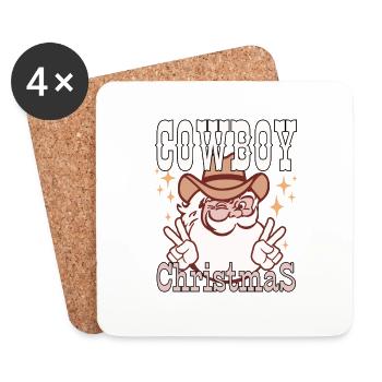 Noël des cow-boys - Dessous de verre (lot de 4) - blanc - Devant