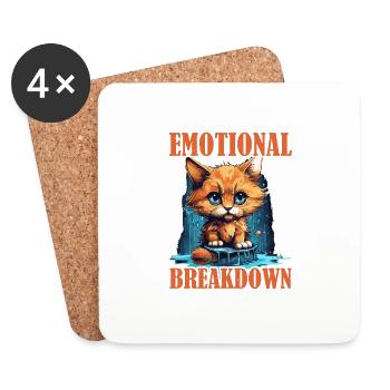 Event Of An Emotional Breakdown, Place Cat Here 4 - Coasters (set of 4) - white - Front