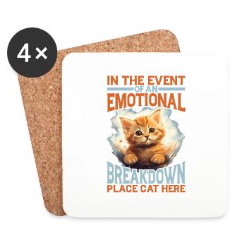 Event Of An Emotional Breakdown, Place Cat Here 5 - Coasters (set of 4) - white - Front