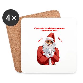 Père noel malicieux - Dessous de verre (lot de 4) - blanc - Devant