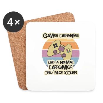 T-shirt Gamer Carpenter, Chemise de menuiserie, Papa mignon - Dessous de verre (lot de 4) - blanc - Devant