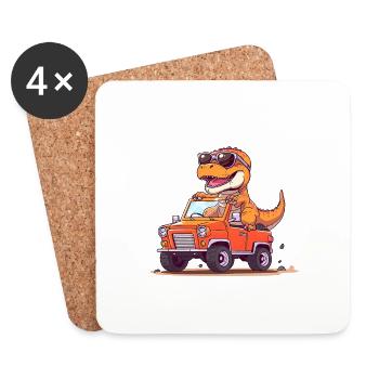 T-Rex Drives Monster Truck I'm 6th Birthday - Coasters (set of 4) - white - Front