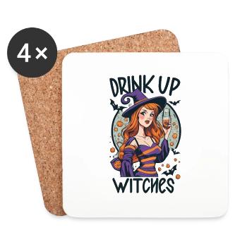 Drôle d’Halloween Dicton Buvez Sorcières Sorcières - Dessous de verre (lot de 4) - blanc - Devant