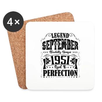 September 1951. September Birthday Gift. - Coasters (set of 4) - white - Front