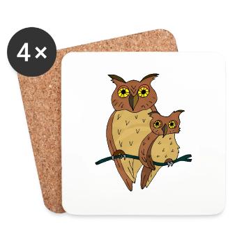 Oiseaux - Dessous de verre (lot de 4) - blanc - Devant