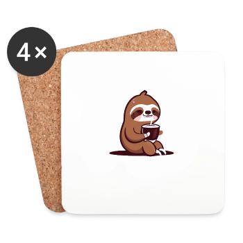 Das Gefühl, dass Slothee mehr Kaffee braucht Niedlicher Kaffeeliebhaber - Untersetzer (4er-Set) - Weiß - Vorne