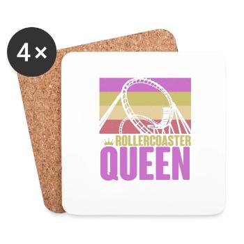 Rollercoaster Queen Roller Coaster pour Femmes Filles - Dessous de verre (lot de 4) - blanc - Devant