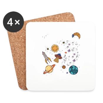 Ich bin 5 Auf in neue Dimensionen 5. Geburtstag - Untersetzer (4er-Set) - Weiß - Vorne