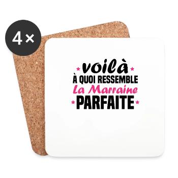Voilà à quoi ressemble la marraine parfaite - Dessous de verre (lot de 4) - blanc - Devant