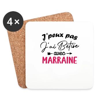 J peux pas j ai bêtise avec marraine - Dessous de verre (lot de 4) - blanc - Devant