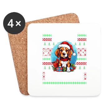 Dog Lover Christmas - Lustiger hässlicher Weihnachtspullover - Untersetzer (4er-Set) - Weiß - Vorne