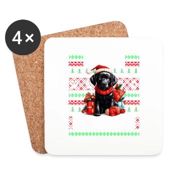 Schwarzer Labrador Hund Lustige Weihnachten Hässlicher Pullover - Untersetzer (4er-Set) - Weiß - Vorne