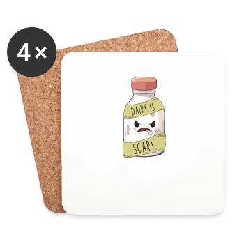 Dairy Is Scary Lactose Intolerant Funny Cheese Pun - Coasters (set of 4) - white - Front