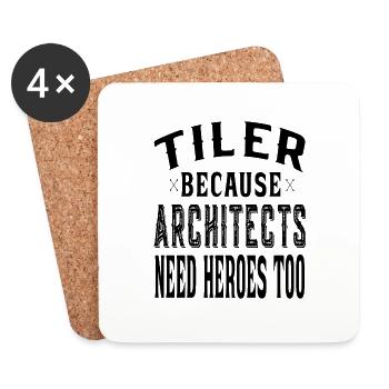 Carrelage parce que les architectes ont besoin de héros Tilenleger - Dessous de verre (lot de 4) - blanc - Devant