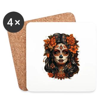 Jour des morts I Crâne de sucre I Dia De Los Muertos - Dessous de verre (lot de 4) - blanc - Devant