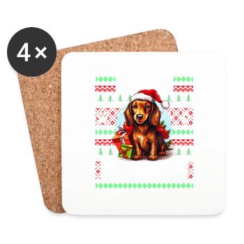 Hässlicher Weihnachtspullover Dackel Hund - Hund Weihnachten - Untersetzer (4er-Set) - Weiß - Vorne