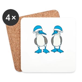 Chapeau de père Noël fou à pieds bleus - Dessous de verre (lot de 4) - blanc - Devant