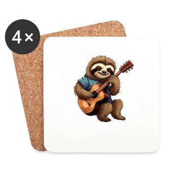 Guitariste paresseux - Dessous de verre (lot de 4) - blanc - Devant