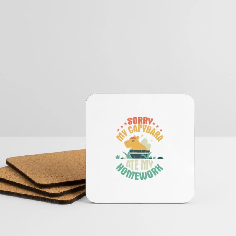 Désolé, mon capybara a mangé mes devoirs Capibara propriétaire Dessous de verre (lot de 4)
