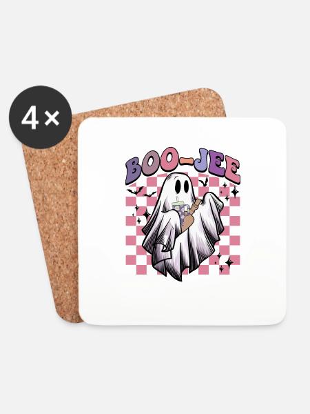 Boo Jee Boojee Halloween lustig Geist Kostüm - Untersetzer (4er-Set) - Weiß