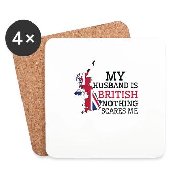 Rien ne me fait peur Ma femme est britannique - Dessous de verre (lot de 4) - blanc - Devant