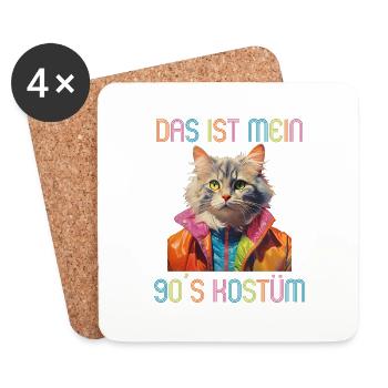 90er Motto Party Das ist mein 90er Kostüm - Untersetzer (4er-Set) - Weiß - Vorne