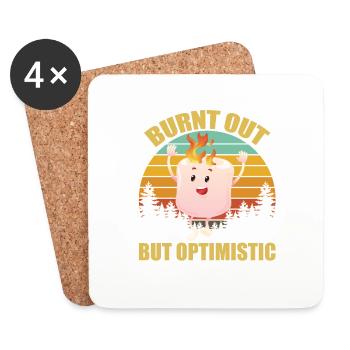 Burnt Out But Optimistic Marshmellow Camping Retro - Coasters (set of 4) - white - Front