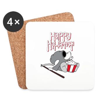 Happy Halloween Grim Reaper Popcorn Cinema Sense - Coasters (set of 4) - white - Front