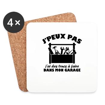 Je Peux Pas J'ai Des Trucs À Faire Dans Mon Garage - Dessous de verre (lot de 4) - blanc - Devant
