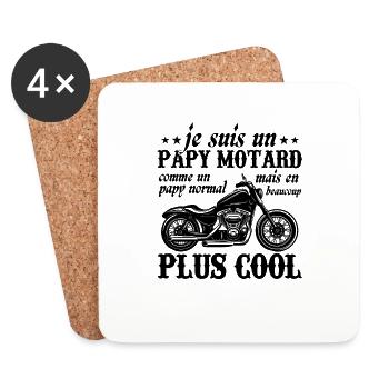 Je suis un papy motard - Dessous de verre (lot de 4) - blanc - Devant
