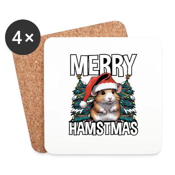 Hamstmas blancs mignons et joyeux - Dessous de verre (lot de 4) - blanc - Devant