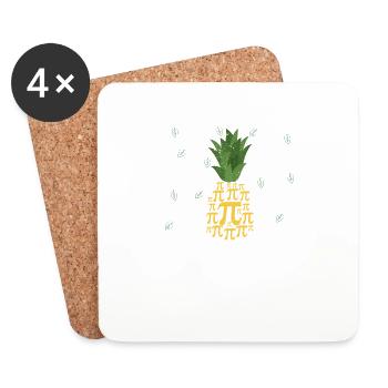 Happy Pi Day Cute Cake Pineapple 3.14 Funny - Coasters (set of 4) - white - Front