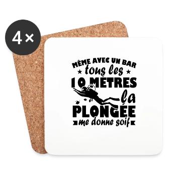La plongée me donne soif Humour Cadeau - Dessous de verre (lot de 4) - blanc - Devant