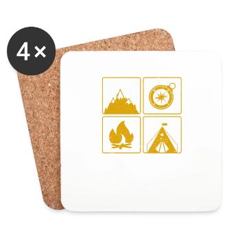 Funny Outdoor Lovers Hiking Camping Hiking - Coasters (set of 4) - white - Front
