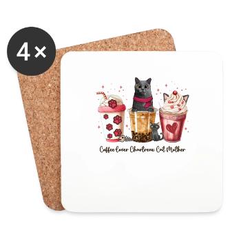 Cute little Coffee and my Chartreux Cat Coffee Cup - Coasters (set of 4) - white - Front
