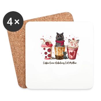 Süßer kleiner Kaffee und meine Nebelung Cat Kaffeetassen - Untersetzer (4er-Set) - Weiß - Vorne