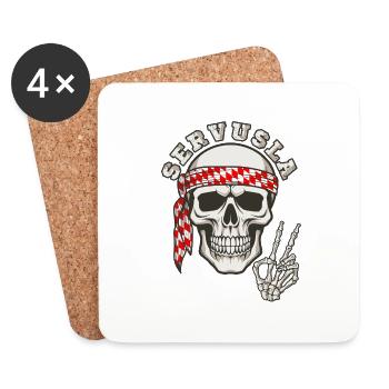 Fränkischer Totenkopf Servusla - Untersetzer (4er-Set) - Weiß - Vorne