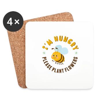 J’ai faim s’il vous plaît planter des fleurs abeille protection de l’environnement - Dessous de verre (lot de 4) - blanc - Devant