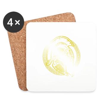 Casque Spartan Symbole d’or Gladiateur guerrier - Dessous de verre (lot de 4) - blanc - Devant