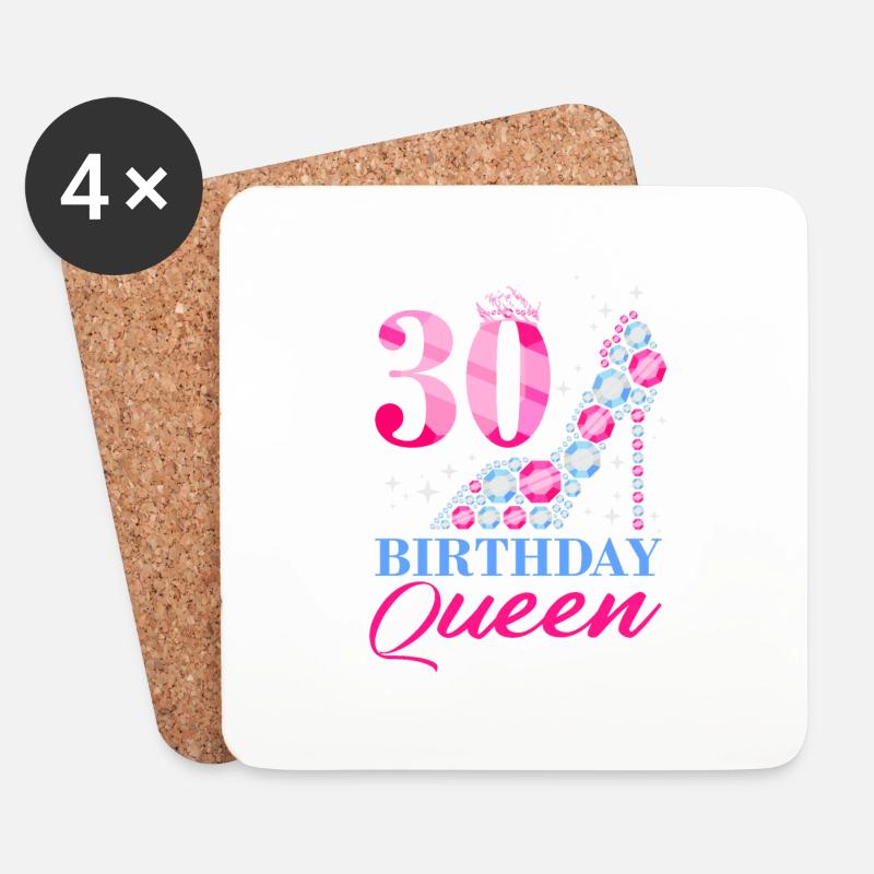 Birthday Queen 30. Geburtstag - Untersetzer (4er-Set) - Weiß