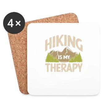 Hiking is my therapy Funny Camping Trekking - Coasters (set of 4) - white - Front