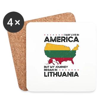 Lithuanian American Patriot USA Grown Lithuania - Coasters (set of 4) - white - Front