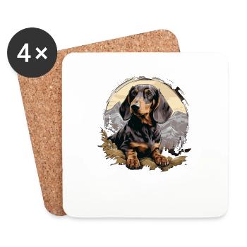 Alpine Badger Hound - Dessous de verre (lot de 4) - blanc - Devant