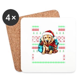 Hässlicher Weihnachtspullover Golden Retriever Hund - Hund - Untersetzer (4er-Set) - Weiß - Vorne